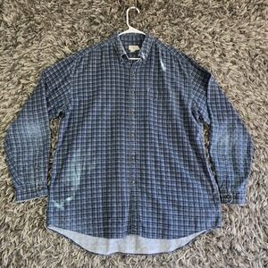 J.Crew Oarsman Mens Sz LT Blue Plaid Cotton Button Down Long Sleeve Hong Kong